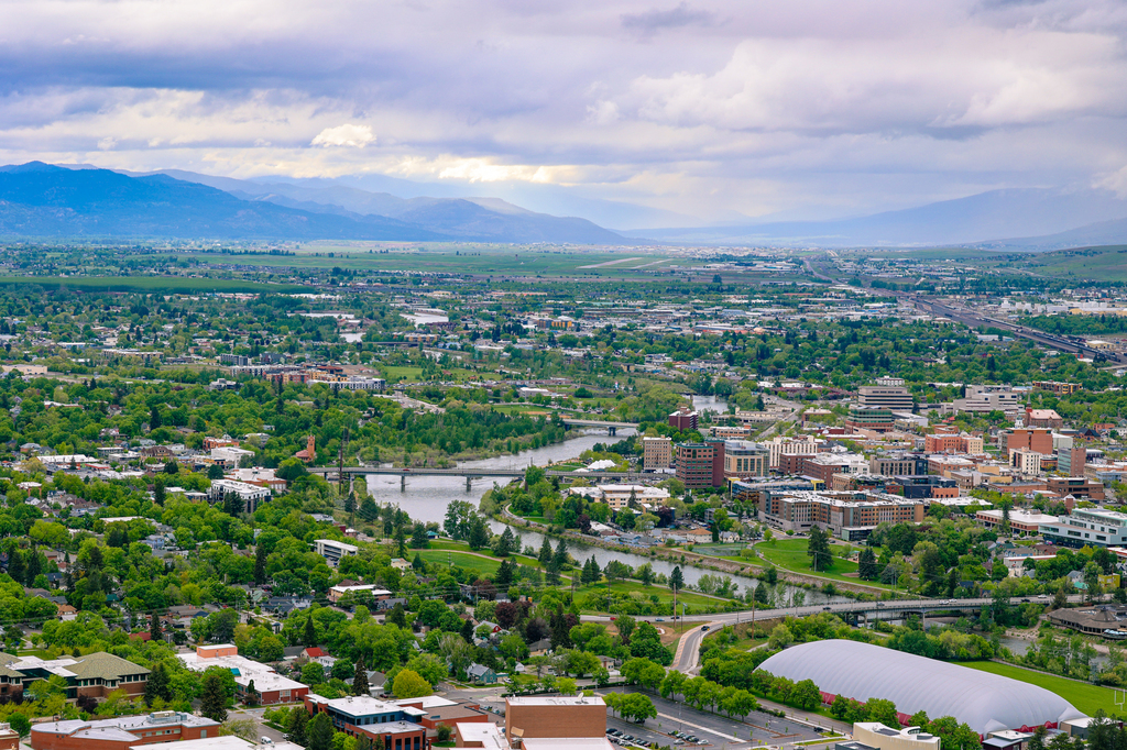The views from The M trail in Missoula, Montana of University of Montana campus