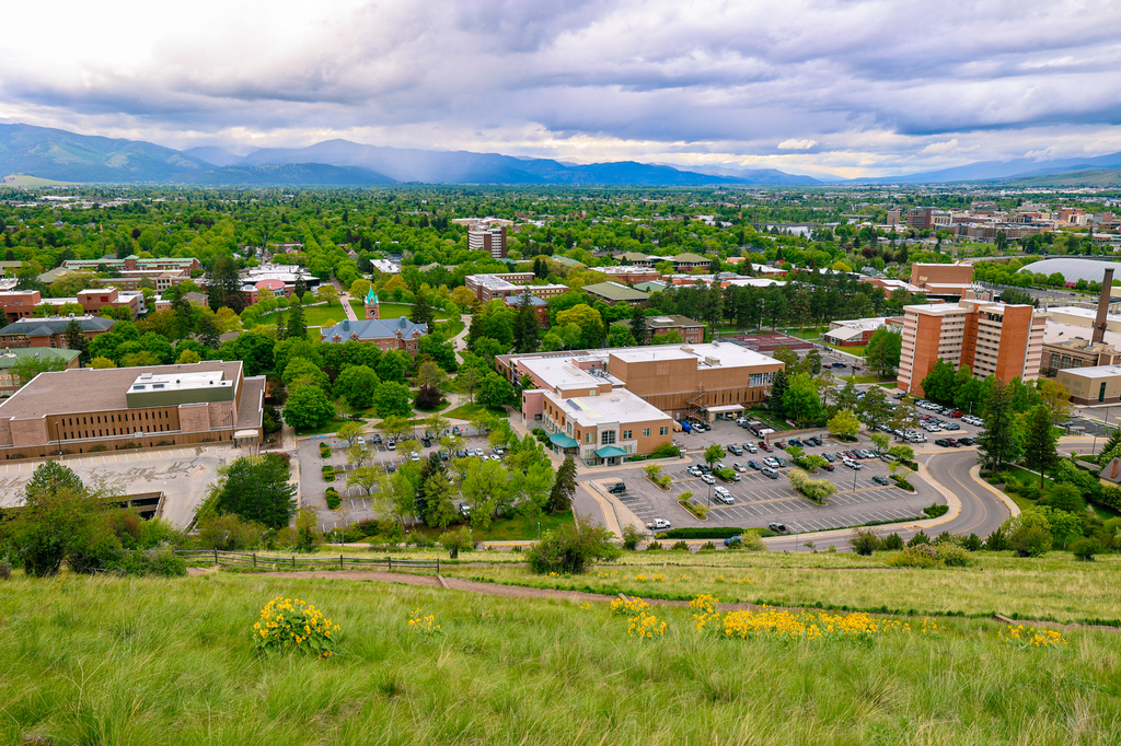 The views from The M trail in Missoula, Montana of University of Montana campus