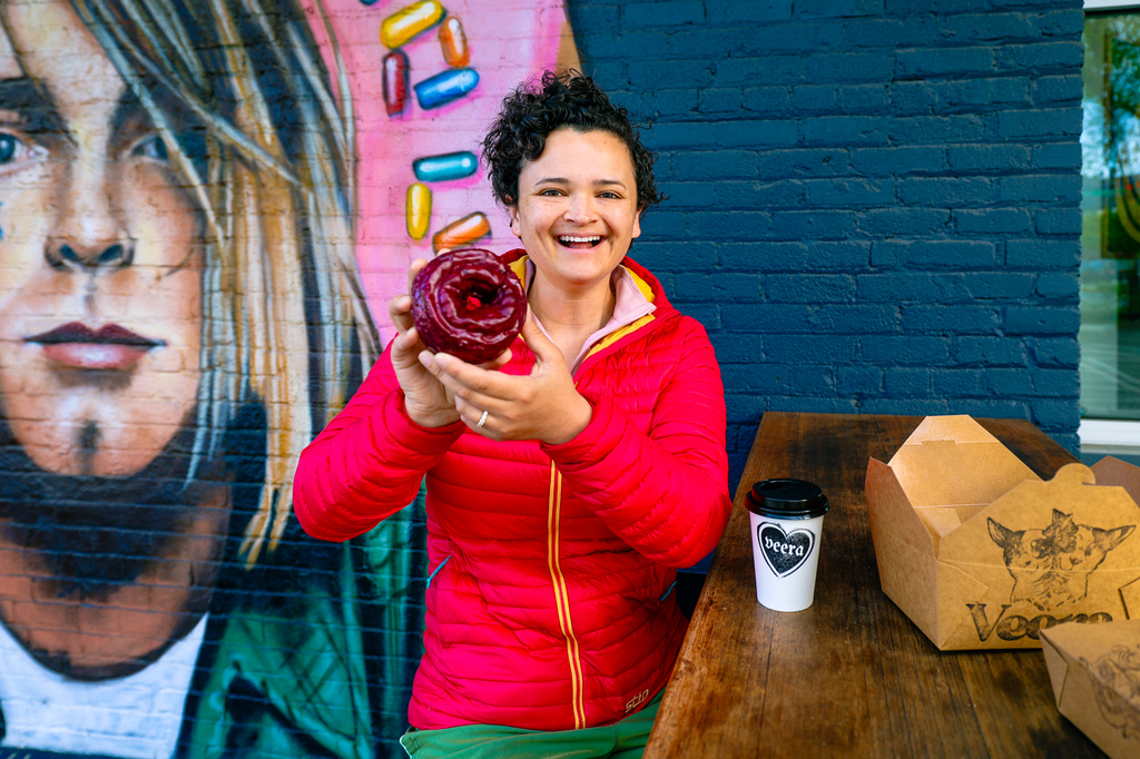 Veera donuts in Missoula,  Montana featuring the vegan blueberry basil donut