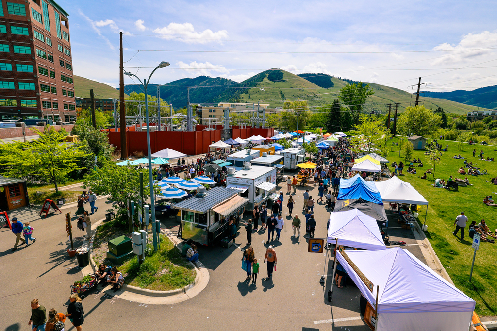 Missoula Farmers Market in downtown Missoula Montana featuring nearly 100 vendors