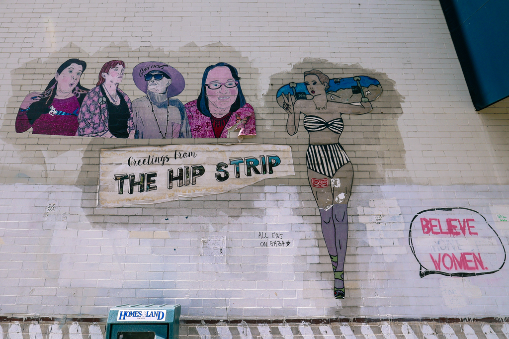 Sign for the hip strip, a shopping destination in missoula