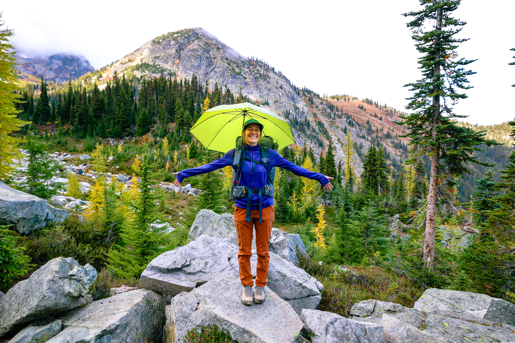 Hands free ultralight backpacking umbrella from Six Moon Designs