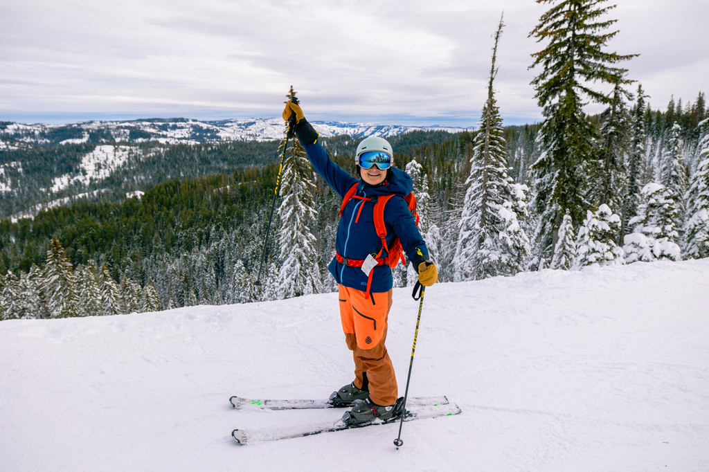 Skiing at Bluewood resort in washington in winter. Snow. 