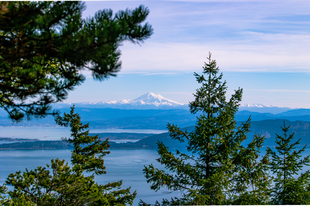 Mount Baker seen from Mount Constitution Orcas Island highest point
