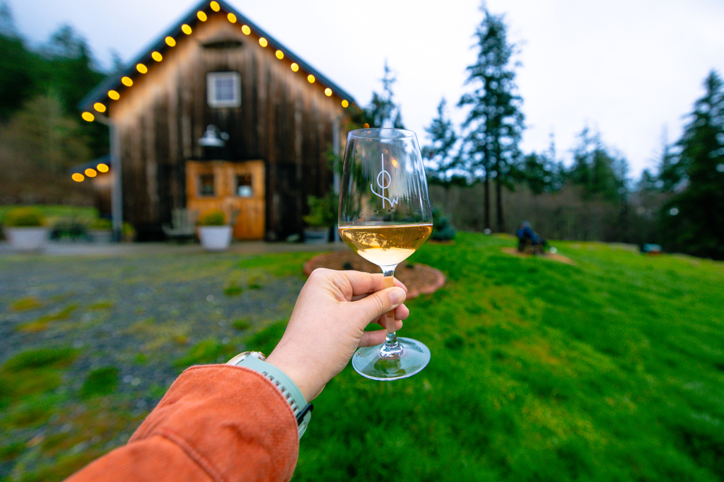 Wine tasting at Orcas Island Winery 