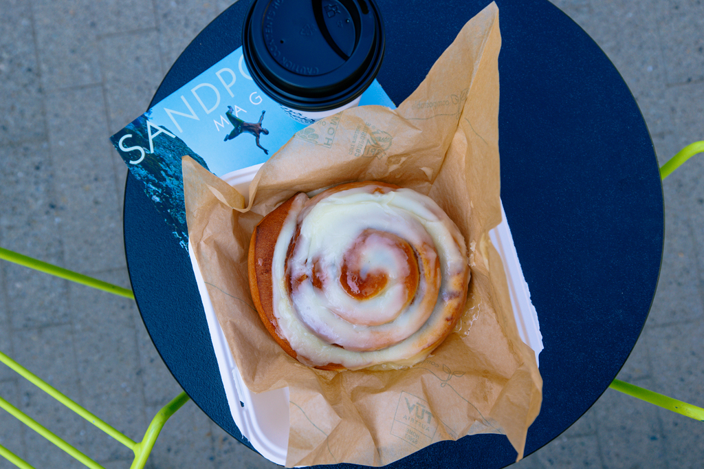 Dining options on the mountain during summer at Schweitzer - mojo cafe cinnamon roll