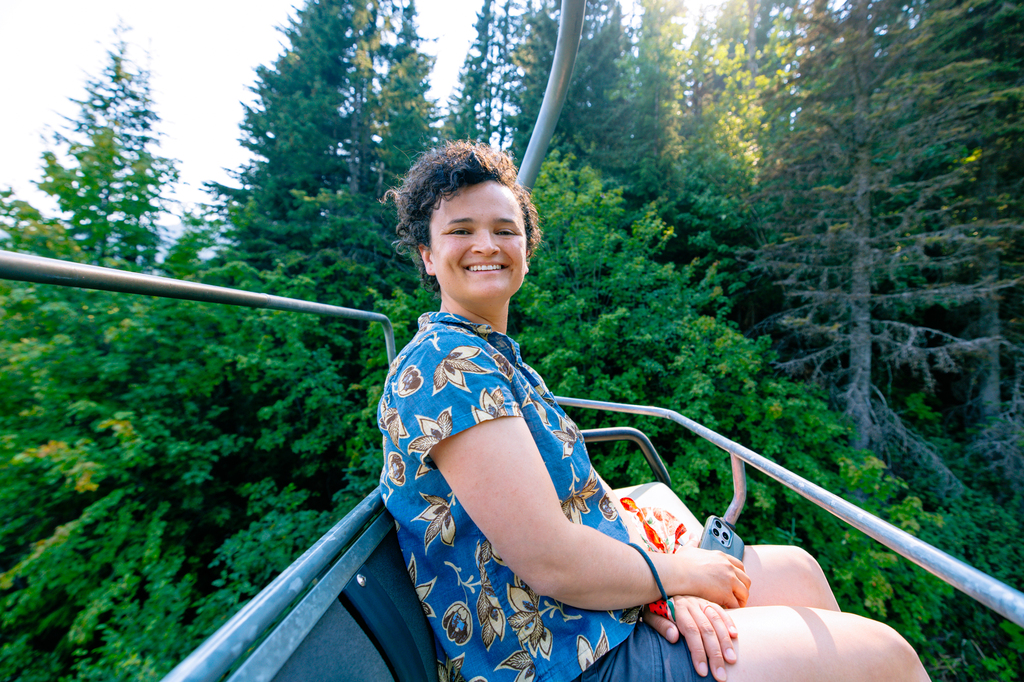 Taking the chairlift during summer at Schweitzer