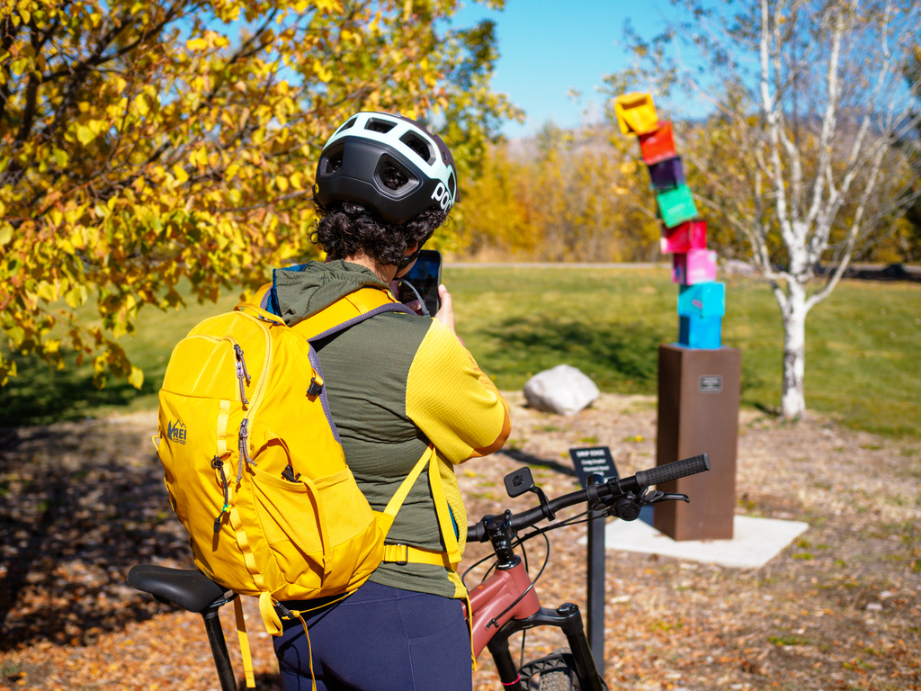 Bike riding along the Riverfront Walking Trail in Missoula